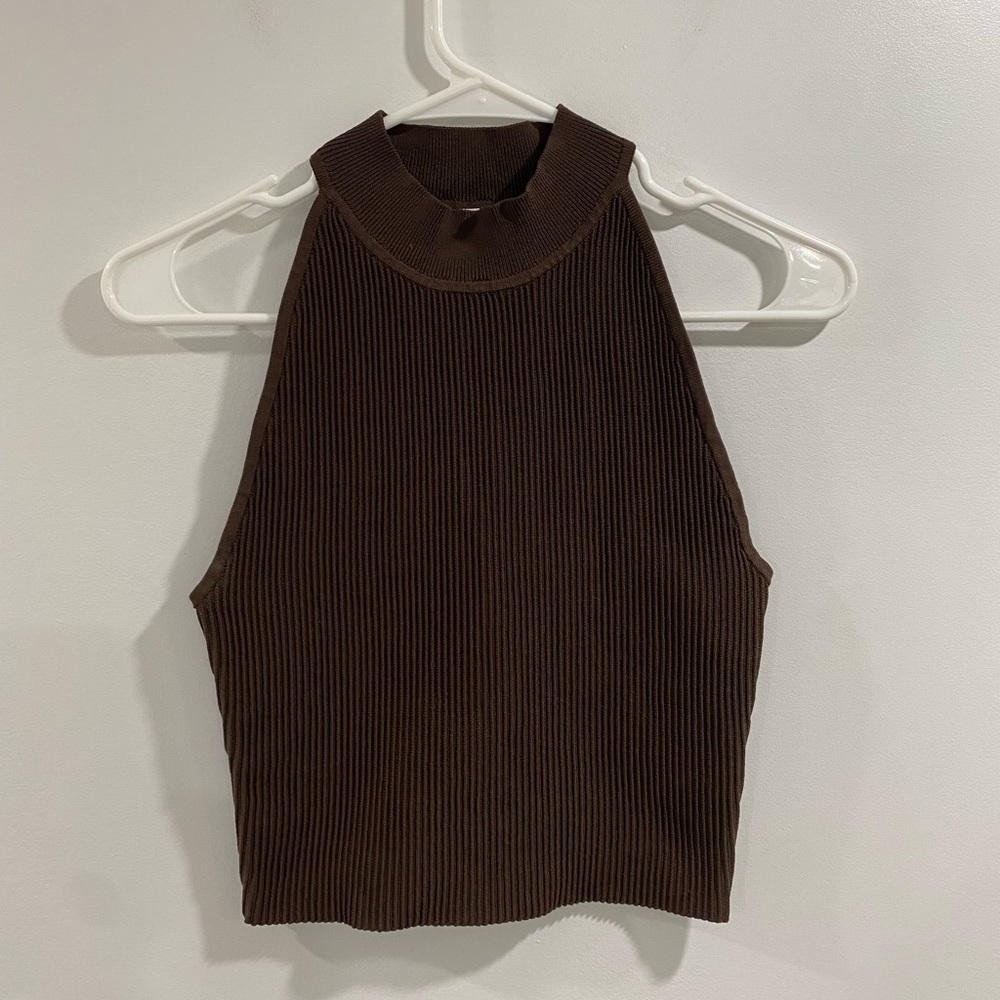 Aritzia Babaton Sculpt Knit Mockneck Halter Top Size Small